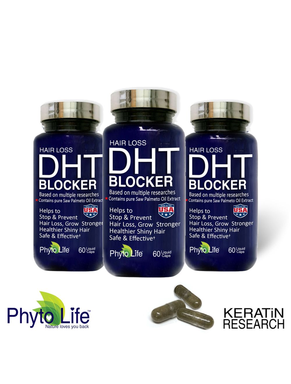 HAIR LOSS DHT BLOCKER NATURAL SUPPLEMENT 90 DAY SUPPLY WITH SAW PALMETTO  PURE OIL EXTRACT