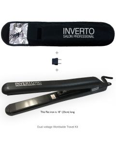 Inverto pro 1" polished ceramic plates flat iron hair straightener & curler. With Free thermal pouch and euro travel adapter, worldwide dual voltage great for keratin treatments and for hair curling