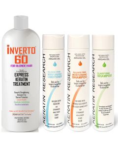 For Blondes INVERTO 60 Brazilian Keratin Express Blowout Treatment XL KIT Specifically Designed for blonde and Light Colored Hair Formaldehyde Free by Inverto Revolution 1000ml