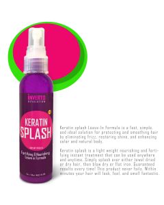 Keratin Splash 120ml Leave-In Formula is a Miracle Serum Fast, Simple, and ideal Solution for Protecting & Softening, Eliminating Frizz. contains Keratin, Collagen & Natural Moroccan Argan oil