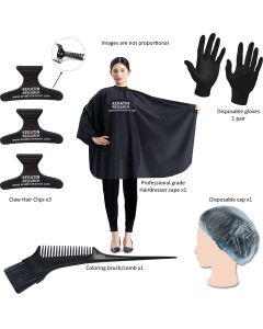 STARTER TOOL KIT FOR Brazilian Keratin Blowout Treatment and Hair Straightening & Coloring Tools Kit Hair Dresser Cape Coloring Brush/comb Hair Clips Disposable Gloves and Shower Cap 