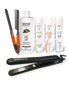 Complete XL set Keratin Hair Treatment With tools and accessories with Free Thermal Pouch and Euro Travel Adapter