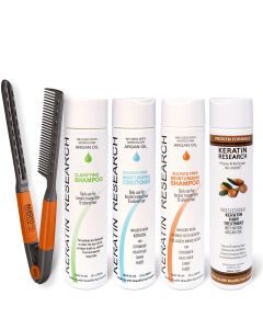 Original Formula Large Set 300ml Keratin Hair Treatment With Moroccan Argan oil with Easy Comb 4 Bottles 