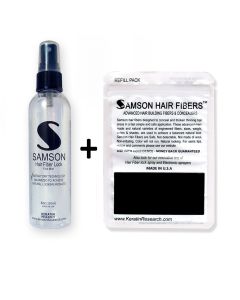 Samson Fiber Lock Spray 4oz plus Hair building fibers 50 grams suitable replacement  for all brands of hair building fibers Free USA Shipping