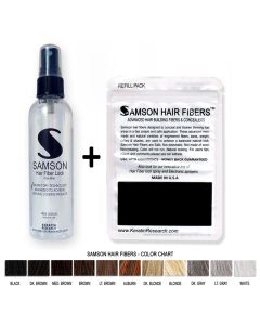Samson Fiber Lock  SPRAY 4oz PLUS Hair building fibers 25 grams suitable replacement  for all brands of hair building fibers Free USA Shipping