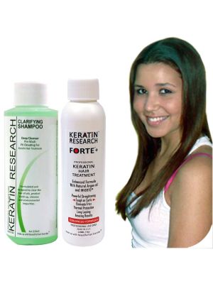 Keratin Forte Enhanced Formula Professional Keratin Hair Treatment 120ml With Moroccan Argan Oil with bonus clarifying shampoo 120ml